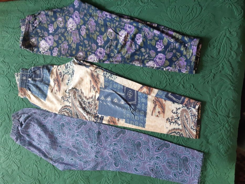Calças/Leggings estampadas algodão, de viscose e coletes