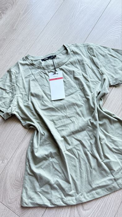 T-shirt damski S oliwkowy nowy bluzka top