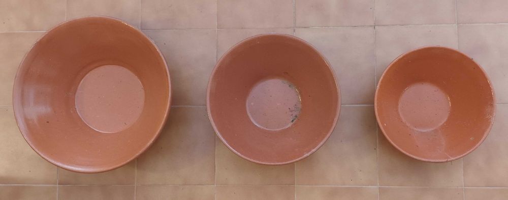 Conjunto de 3 Alguidares - Barro Vidrado