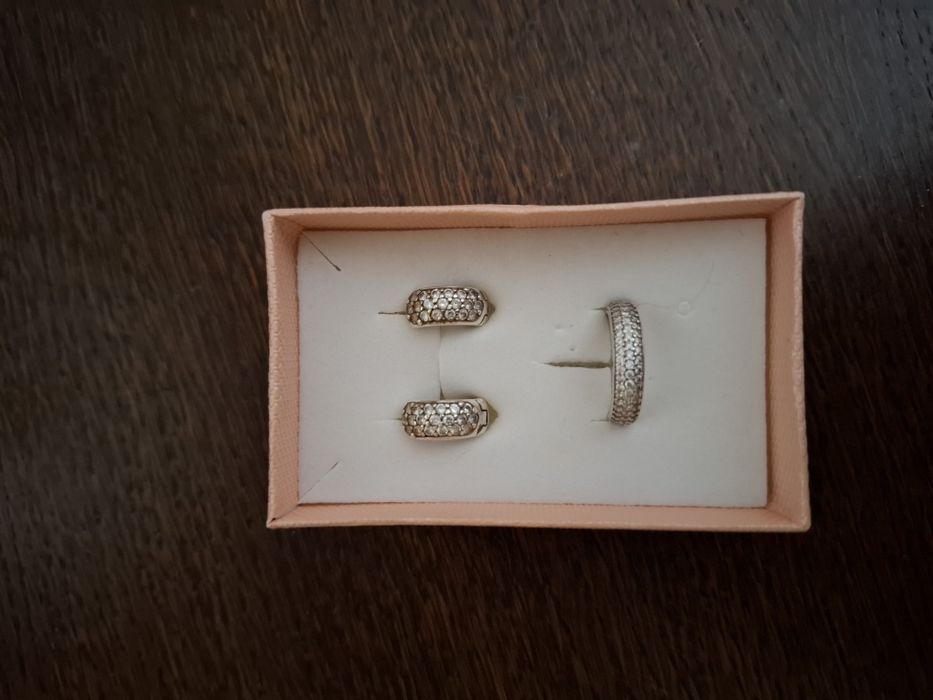 Сережки, каблучка,  срібло 925, SWAROVSKI