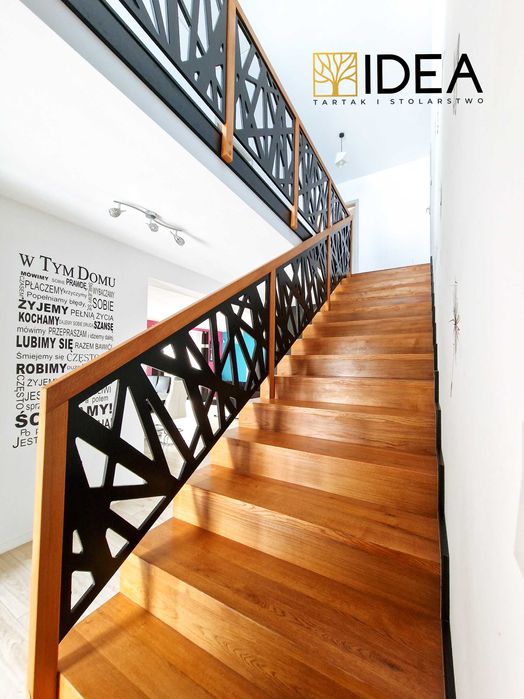 SCHODY drewniane, BALUSTRADA AŻUROWA, projekt, montaż, PRODUCENT