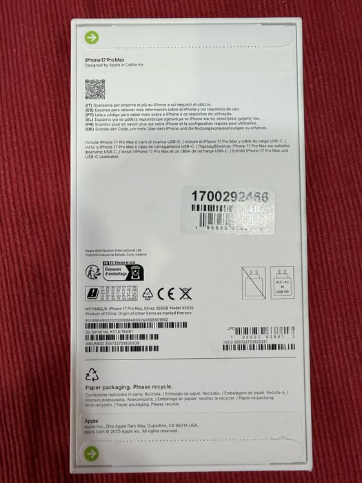 Iphone 17 Pro Max 256GB  Laranja Selado.