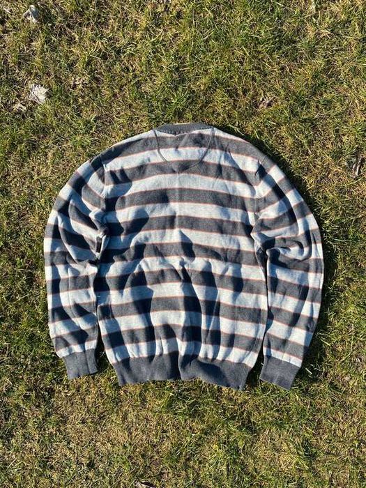 Sweter męski w pasy Camel Active S wool wełna szary style