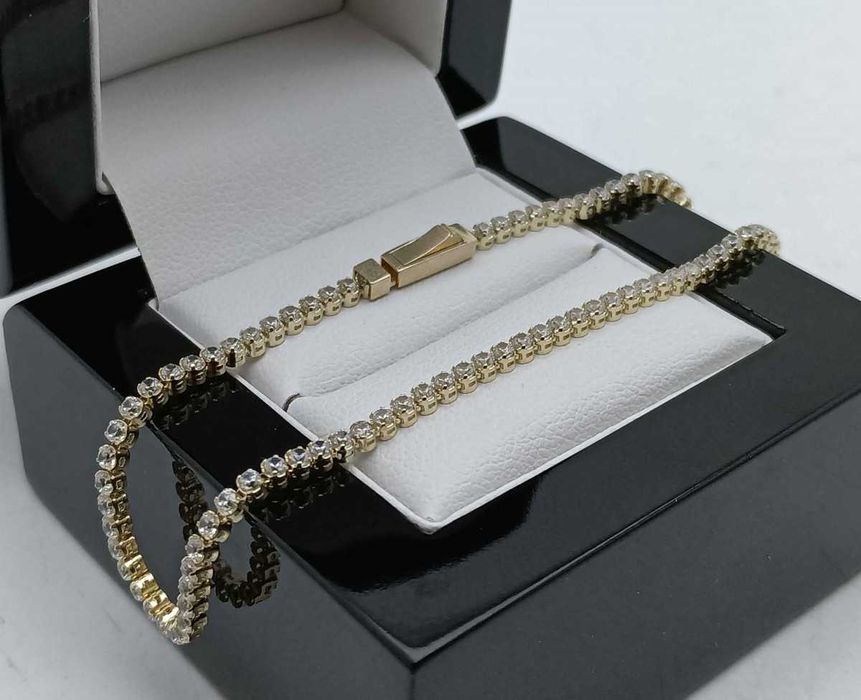 Złota Bransoletka Tenisowa Cyrkonie 3,36G P585 14K 19CM 0,3CM