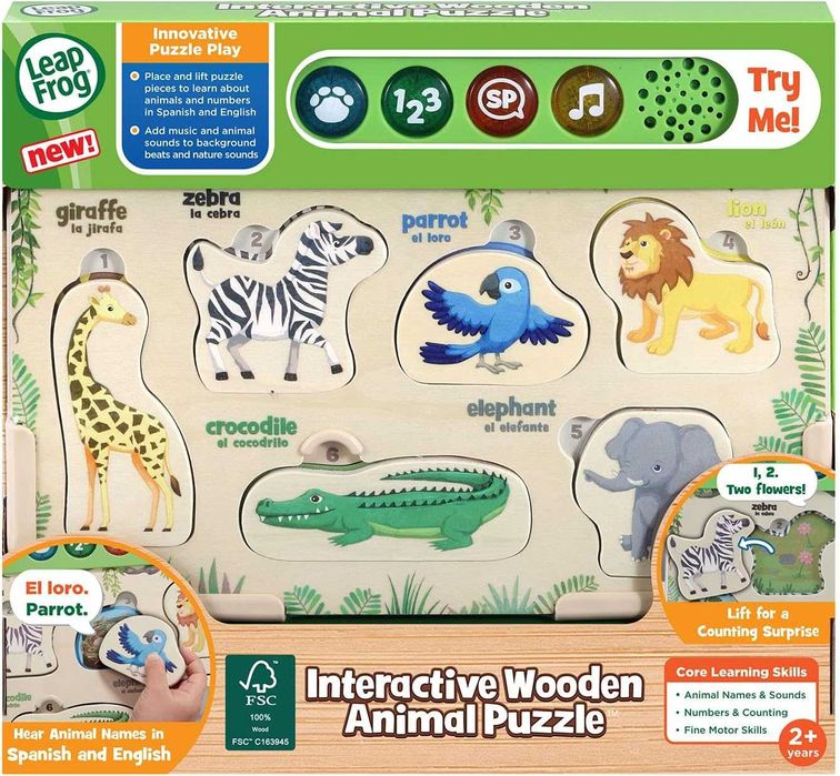 Інтерактивний дерев´яний пазл тварини.LeapFrog Interactive  Animal