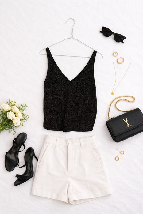 Czarny top z brokatowym połyskiem M 38