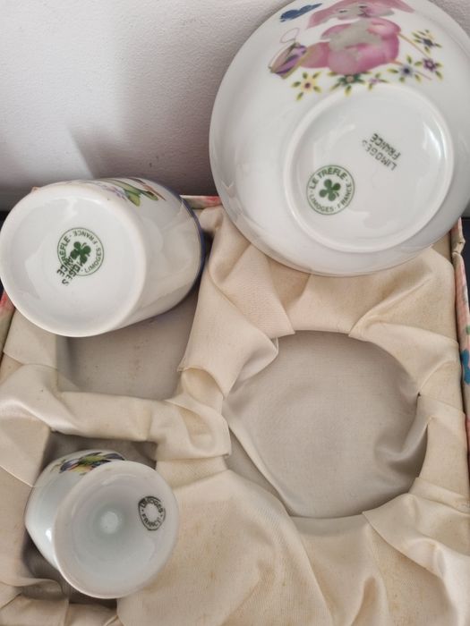 Conjunto porcelana criança Limoges Trevo