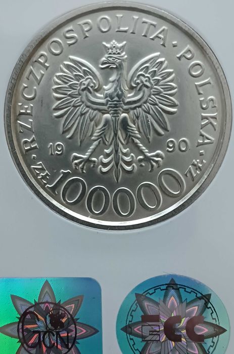 100 000 zł-10 lat NSZZ Solidarność 1990 r.-nr. 4-GCN-MS 63-TYP "B"