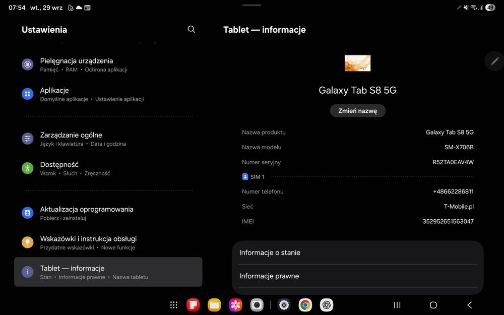 Samsung TAB S8 zestaw z klawiaturą i rysikiem