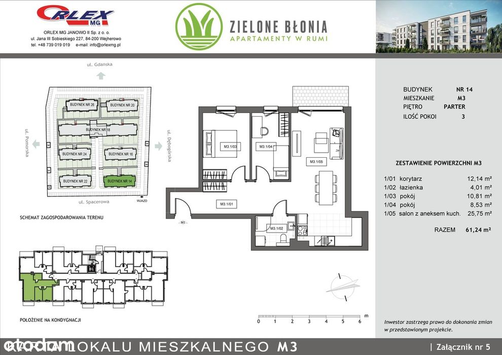 Mieszkanie narożne 3-pokojowe 14/M3