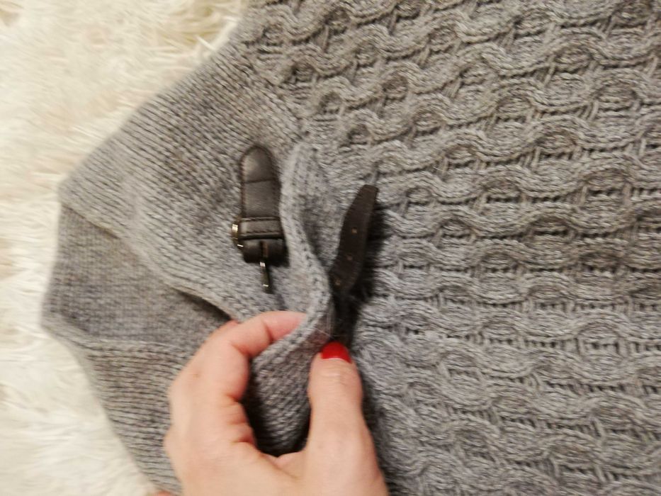 ponczo Massimo Dutti S 36 wełna angora kaszmir narzutka Massimo Dutti