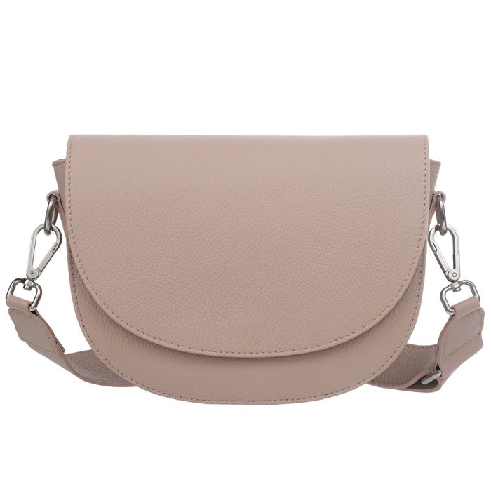 VERA PELLE torebka damska skórzana listonoszka z paskiem V558 j.różowa