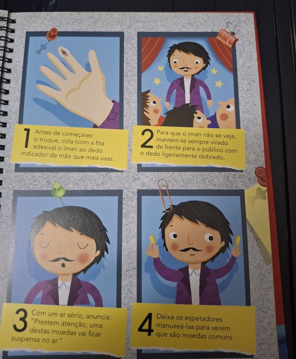 Livro Infantil de magia com ilustrações Os Meus Primeiros Truques de Magia, da Girassol