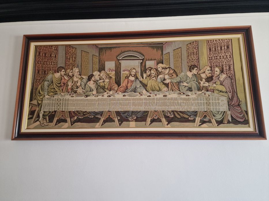 Quadro Grande em Tapeçaria da Última Ceia de Jesus Cristo 177cm x 84cm