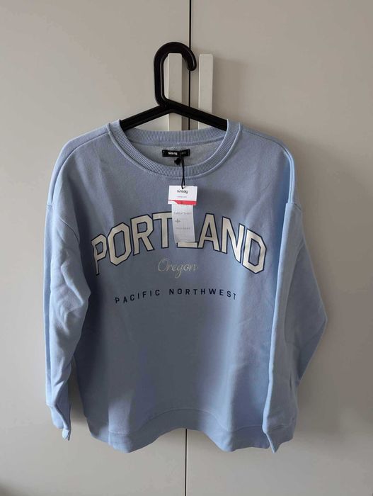 Sinsay nowa bluza oversize college błękitna S 36 M 38