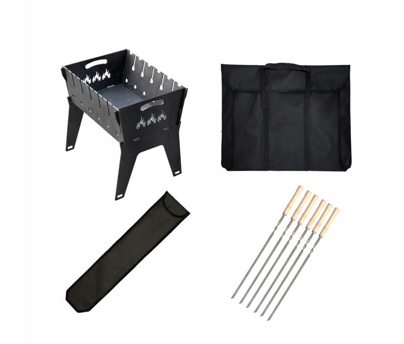 Zestaw mangalowy LIST 3MM | grill + 6 szampurów + pokrowce мангал