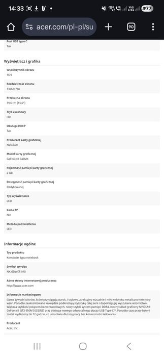 Laptop Acer Aspire E15 575G WIN10 x64 20GB RAM