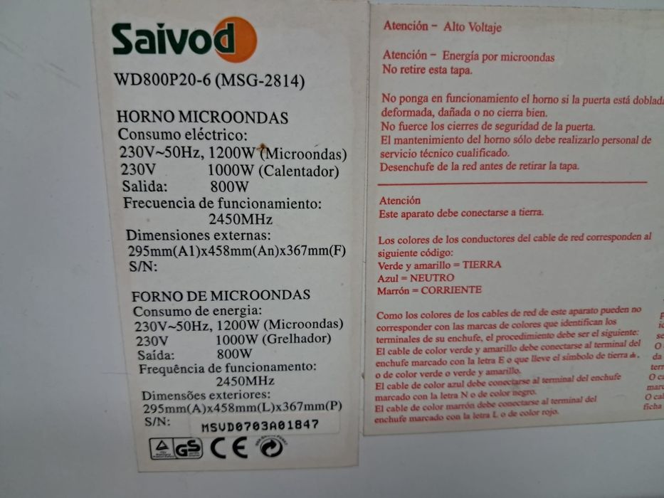 Micro-ondas Saivod 800W – Bom estado