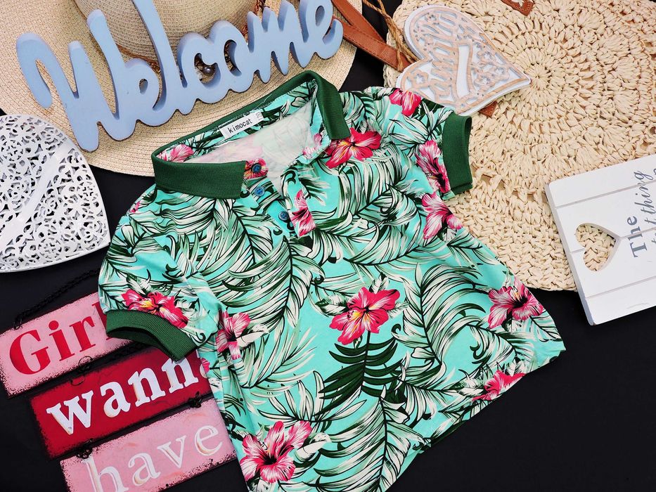 Kimocat - crop top flowers , kołnierzyk r 120