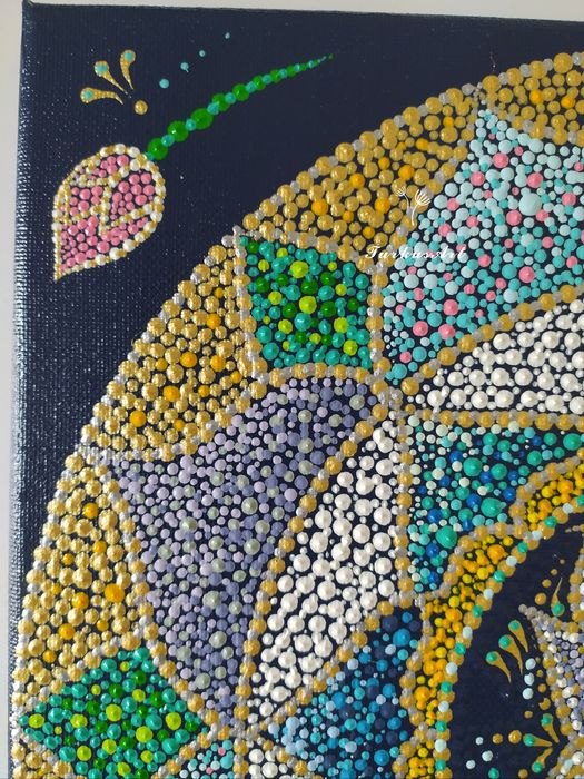 Obraz Lotos malowany/kropkowany farbami akrylowymi