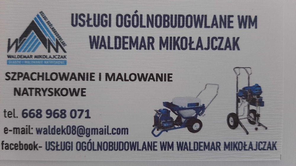 Gładzie maszynowe, szpachlowanie, malowanie natryskowe