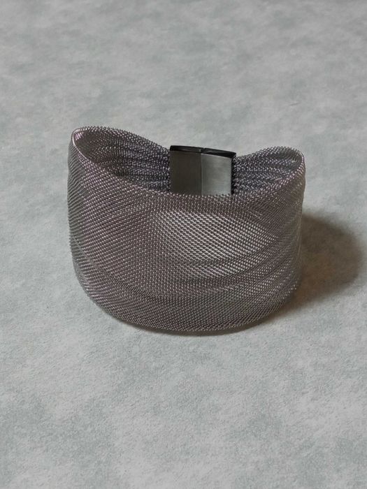 Srebrna bransoletka z siatki Duża bransoleta długość 19 cm Stal 316L