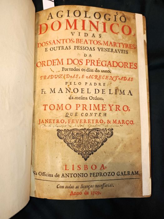 Coleção Completa de "Agiologio Dominico" (1709) – 6 Volumes Séc XVIII