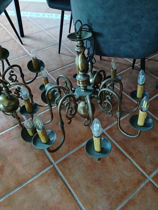 2 candeeiros suspensos, latão, vintage