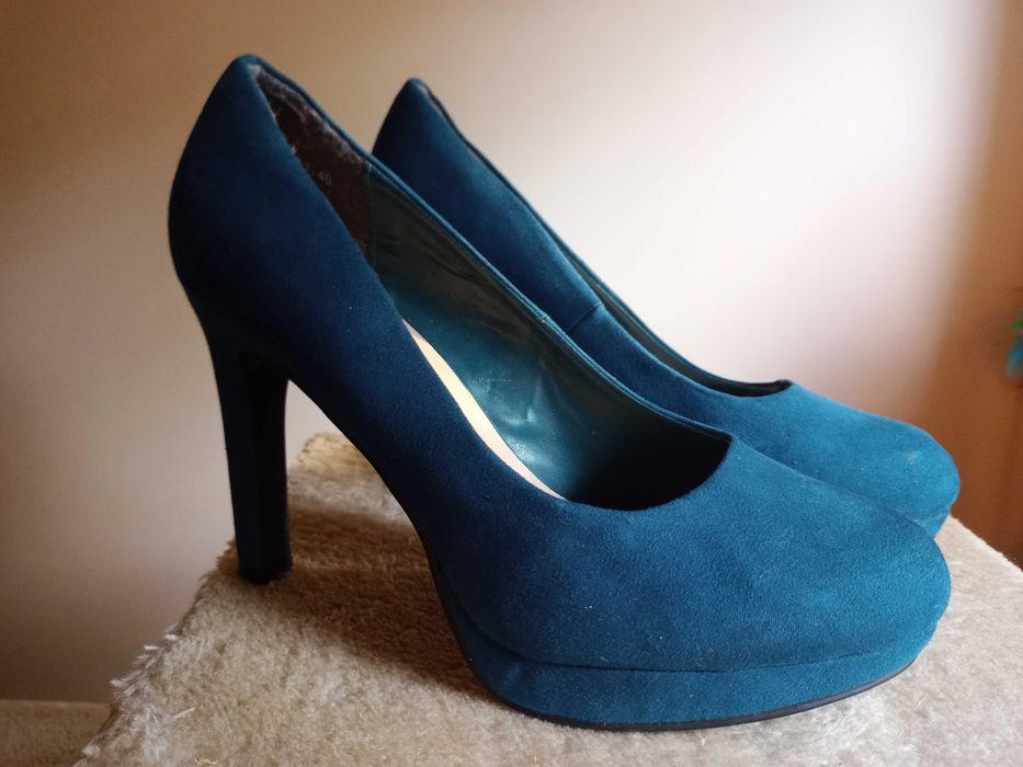 buty 38 szpilki kolor ciemny turkus