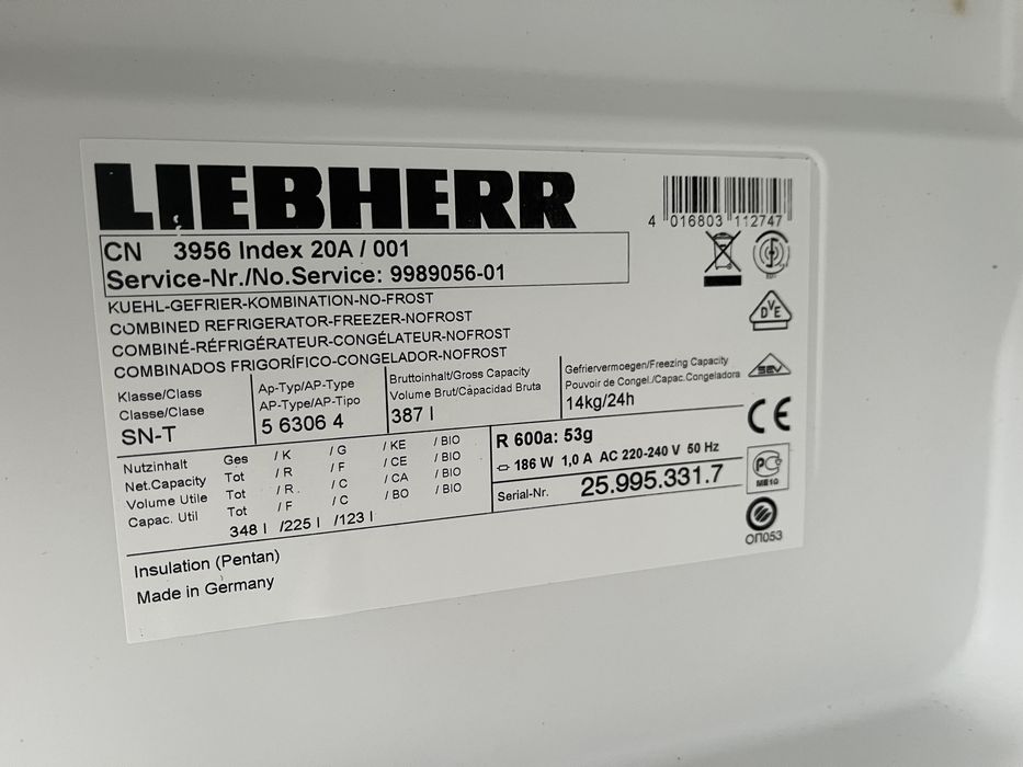 Холодильник Liebherr No frost SW13 Вис 200.Шир 60 см.Стан ідеальний.