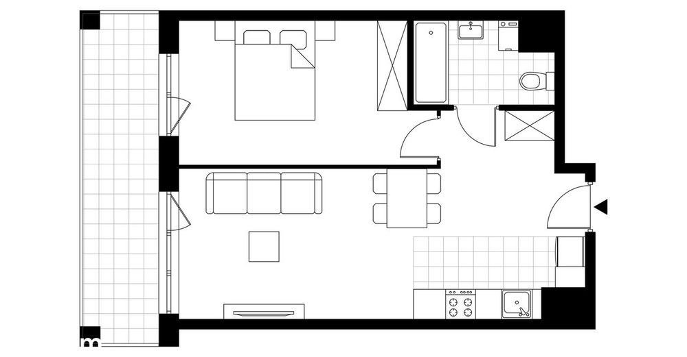 2-pokojowe mieszkanie 45m2 + loggia