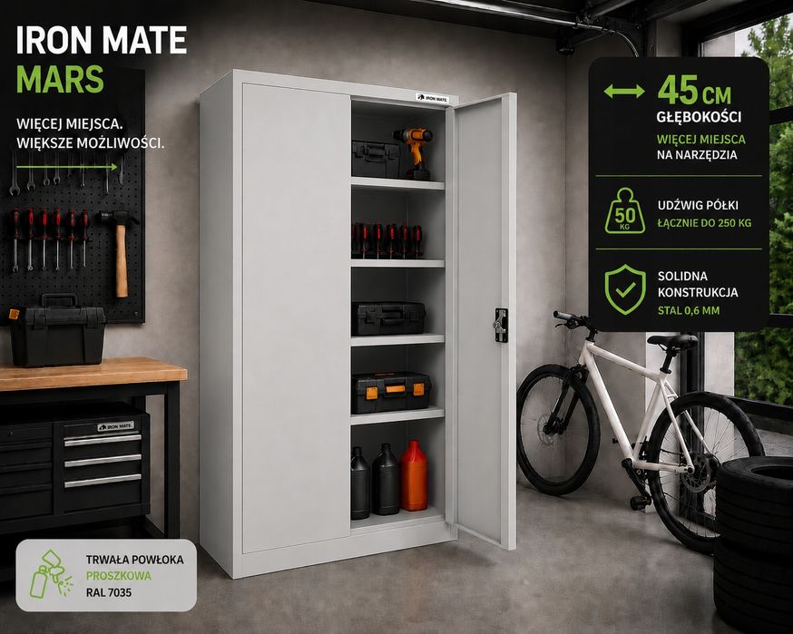 Szafa metalowa garażowa Iron Mate Mars 185 x 90 x 45 Szara Premium