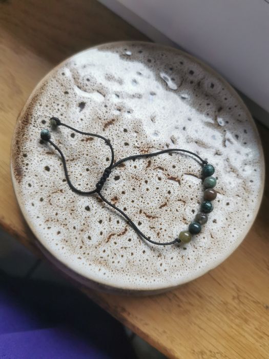 Bransoletka handmade agat mszysty kamienie naturalne