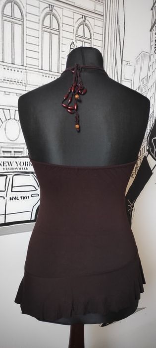 Brązowa asymetryczna bluzka boho