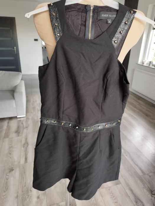 R.36 czarny kombinezon River Island ćwieki na lato
