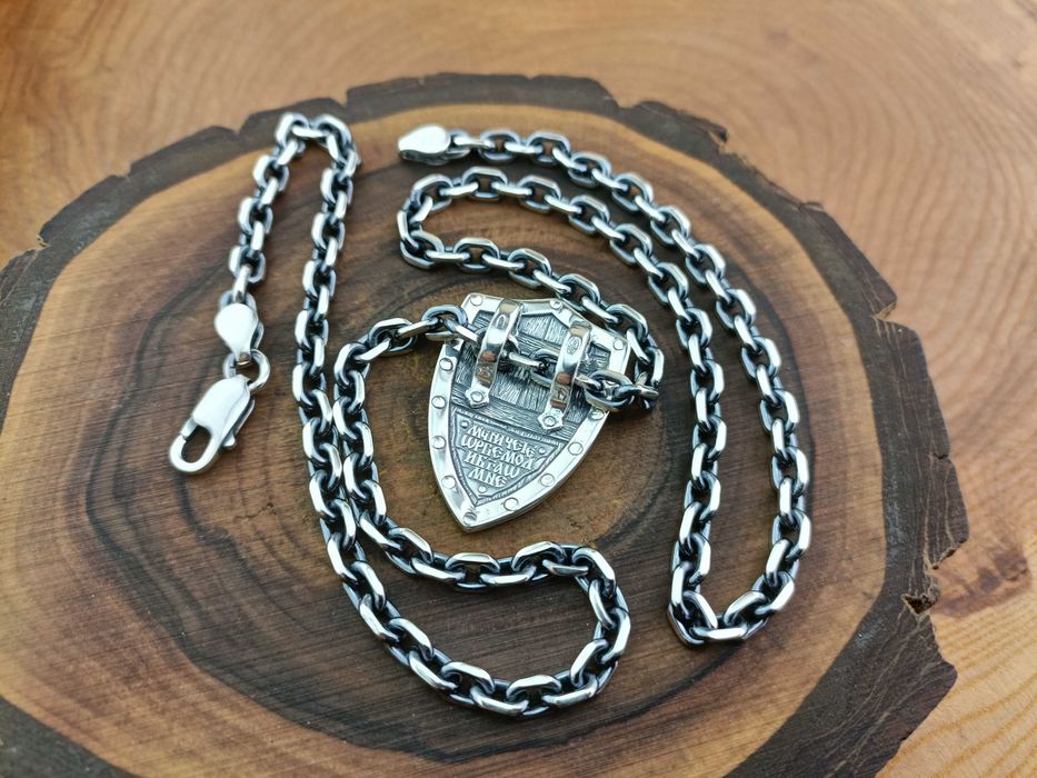 Якорная цепочка подвеска Щит Георгий Победоносец. Георгій Побідоносець