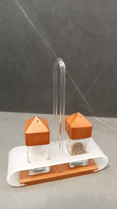 Designerski PRZYPRAWNIK z 2 pojemnikami szklanymi,włoski z Biesse