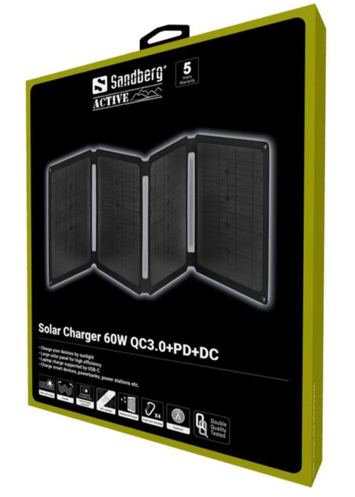 Сонячна панель Sandberg Charger 60W QC3.0+PD+DC Black