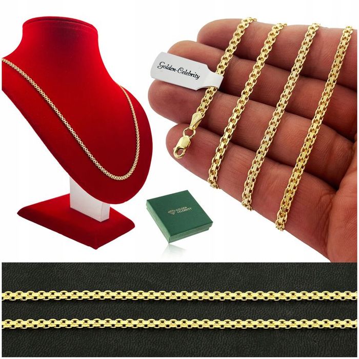 Złoty Łańcuszek Damski Bismark 925/585/14k Solidny Prezent Dla Babci 7