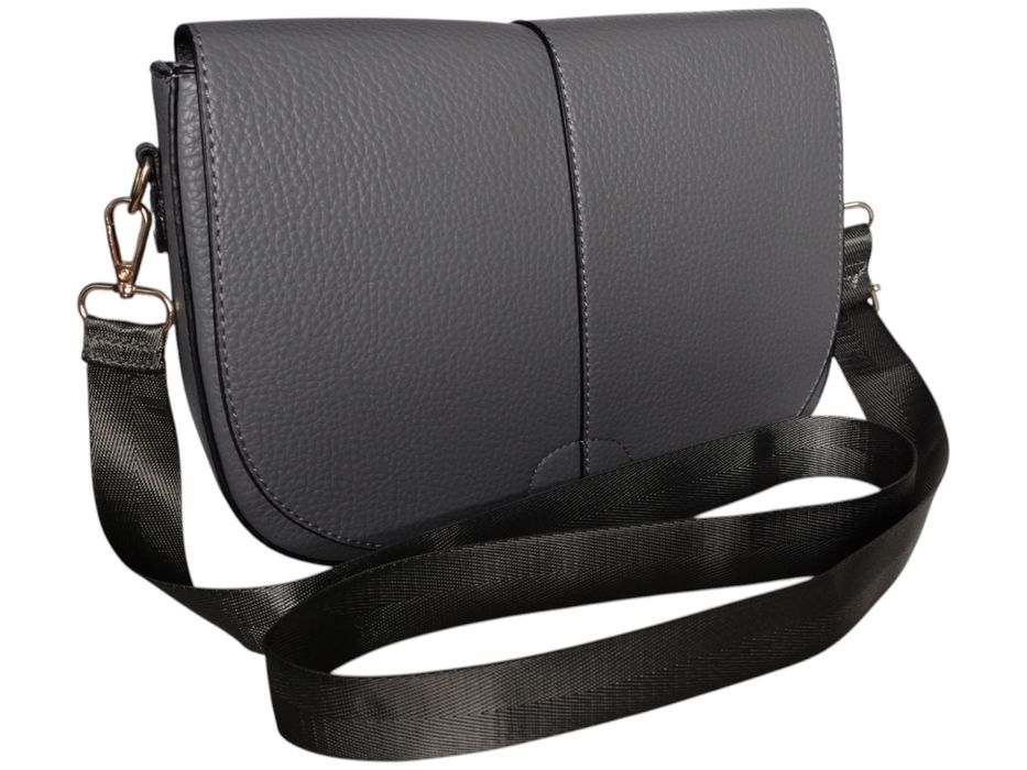 Torebka Damska, Modna Listonoszka Na Ramię Szara, Miejska A5 (2 Paski)