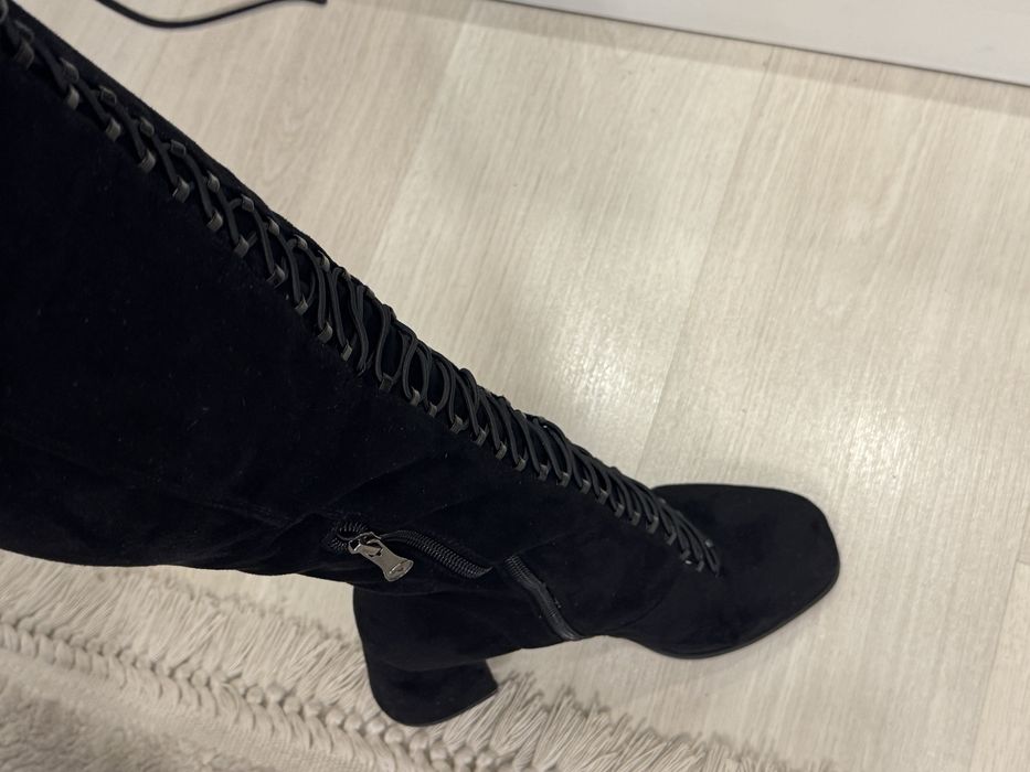 Замшеві чоботи ботфорти