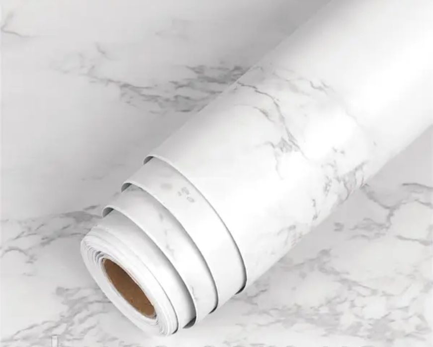 Самоклеющаяся защитная пленка Supretto Мрамор черный белый 2м 5м*60см