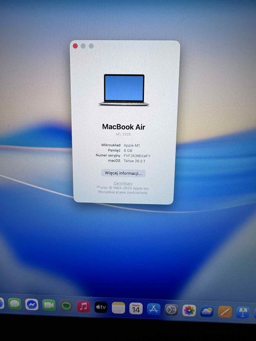 MacBook Air M1 13 cali / 97% baterii