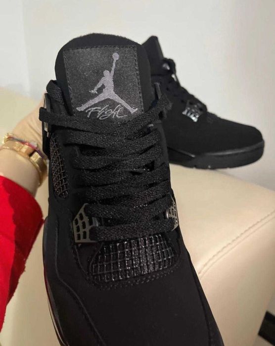 Cale czarne Jordany 4 damskie meskie oryginalne sneakersy 36-41