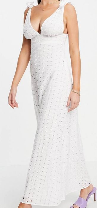 Asos długa sukienka  haftowana ażurowa xl limitowana  premium  jedwab