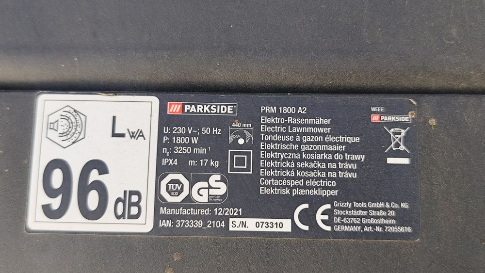 Kosiarka Parkside PRM 1800 A2. Na części.