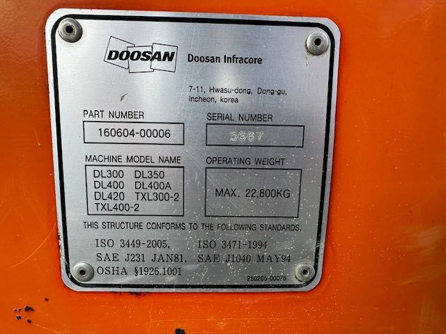 Doosan DL 400 /DL 300/DL250 kabina do ładowarki
