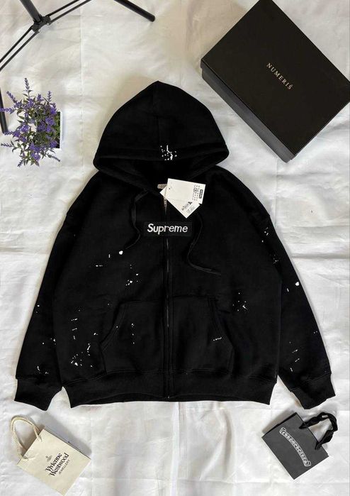 Зіп худі Supreme Maison Margiela / зіпка супрім мейсон марджела / толстовка бризки фарби