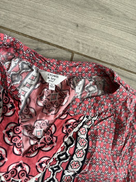 Letnia bluzka tunika Boho koralowy róż koronka Etno