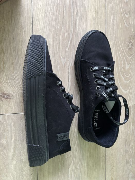 BIG STAR czarne trampki na platformie